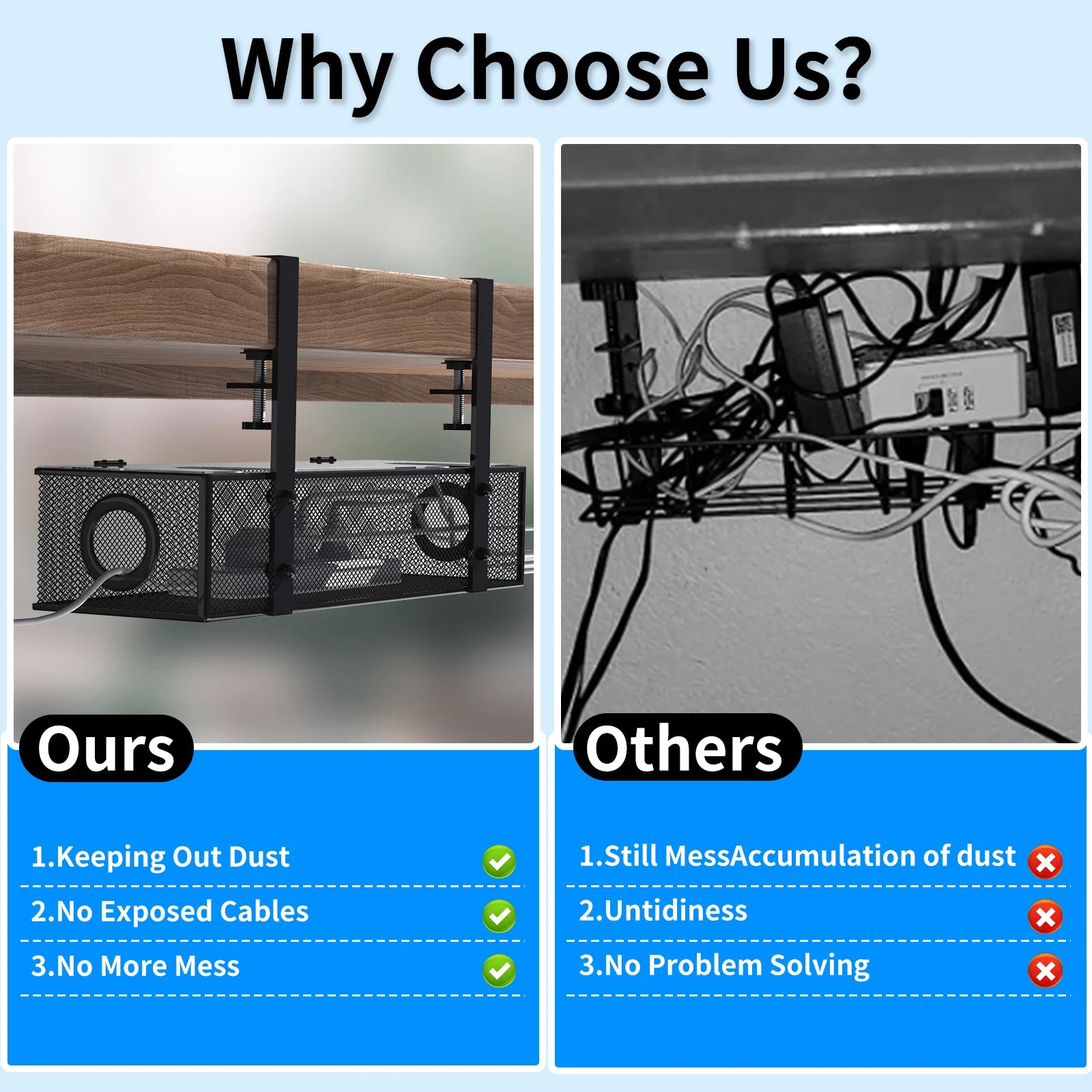 Under Desk Box Tray BLACK