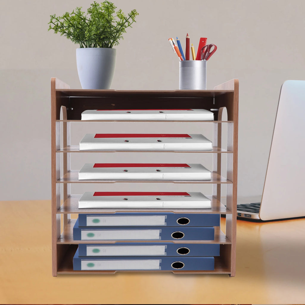 7 Tier Widen Wood Office Paper Organizer