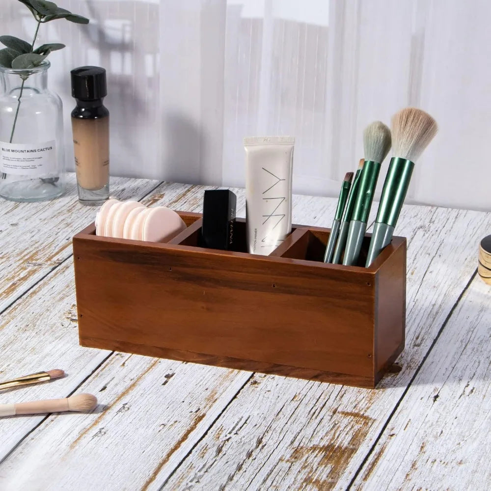 Wooden Pencil Holder 3 Compartment,