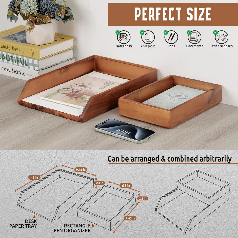 Desk Organizer Letter Tray Set of 2