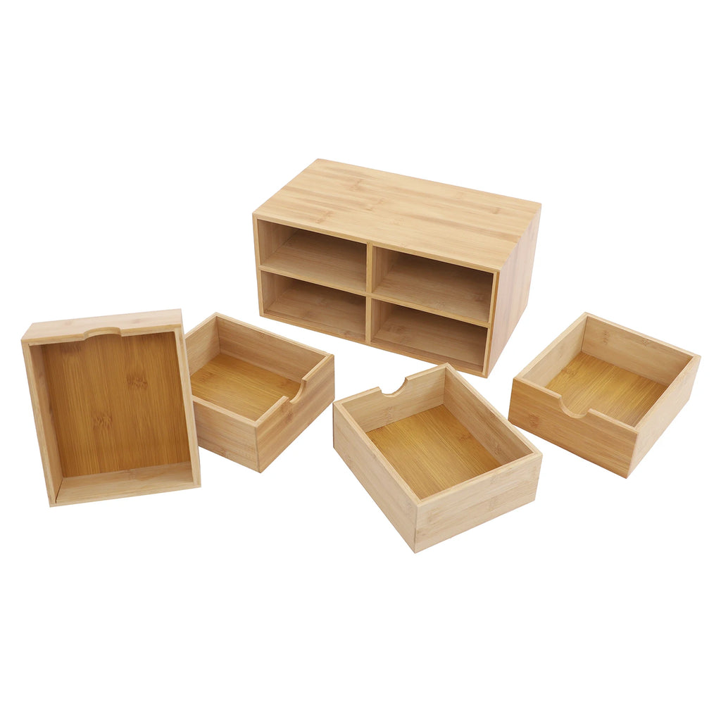 Bamboo 4-Drawer Desktop Organizer