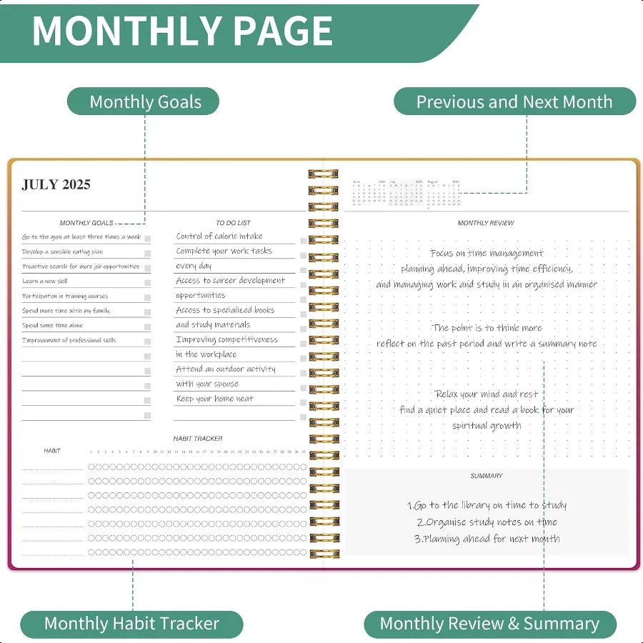 Monthly Planner Calendar Book