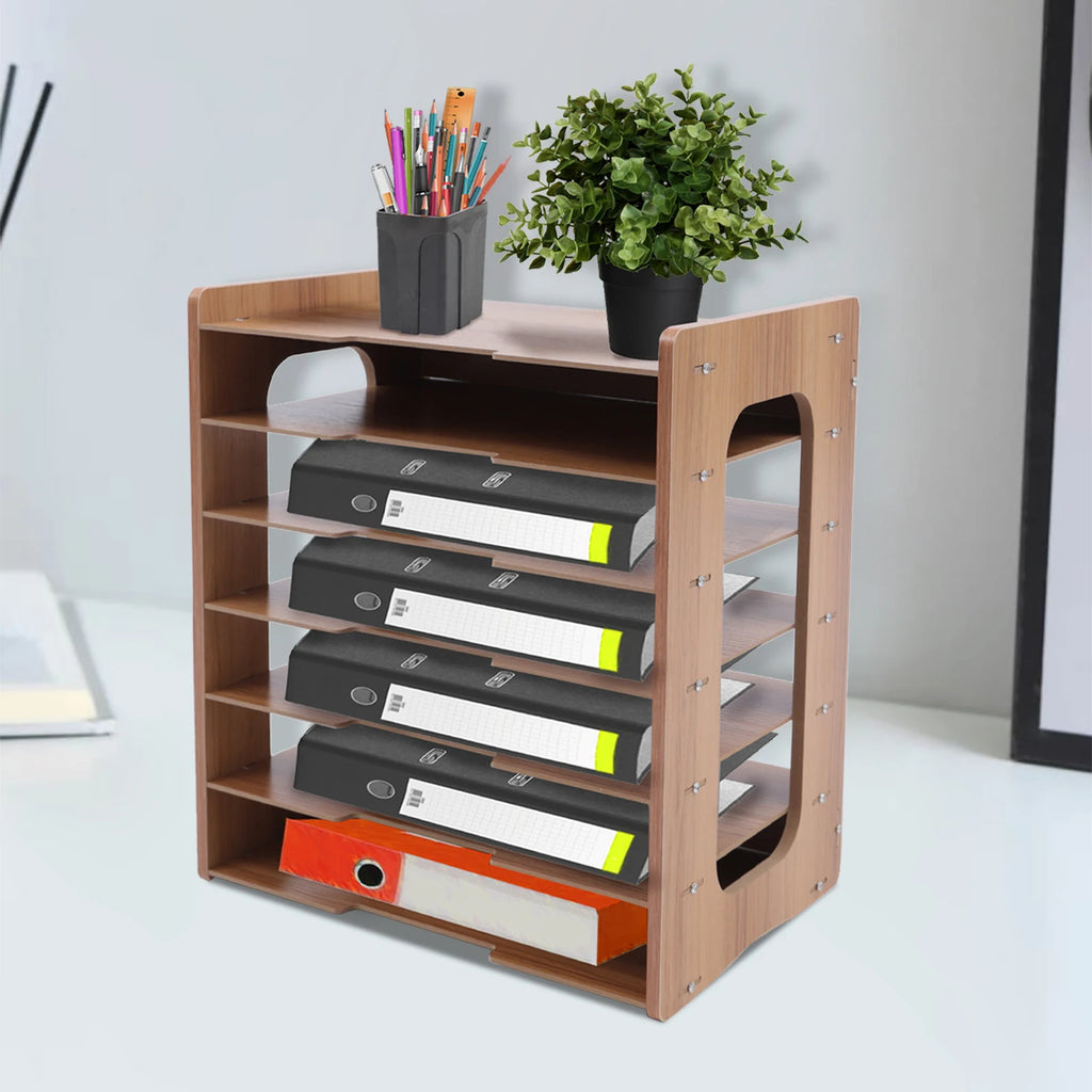 7 Tier Widen Wood Office Paper Organizer
