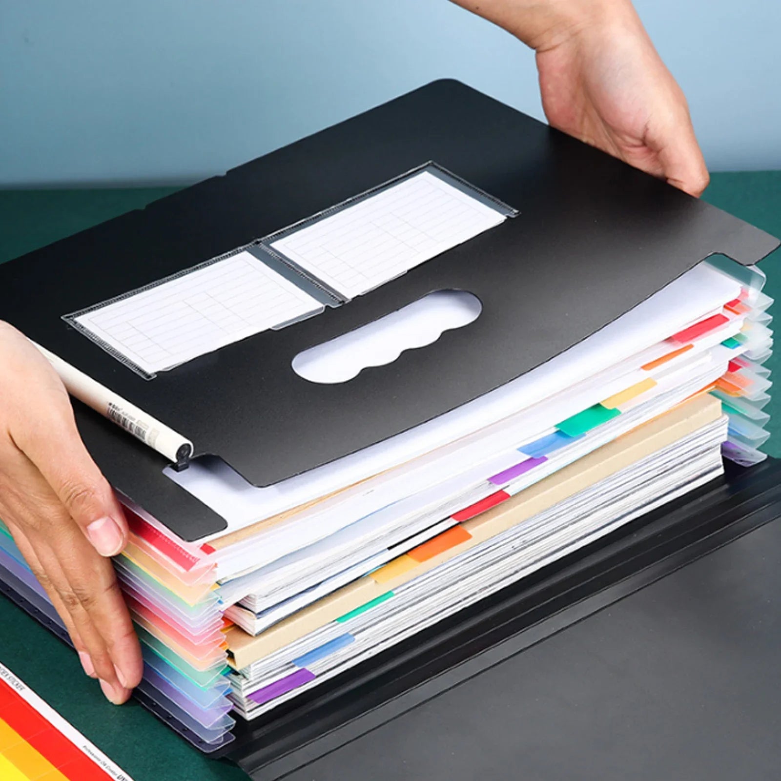 A4 Expanding File Folder with Color Tabs