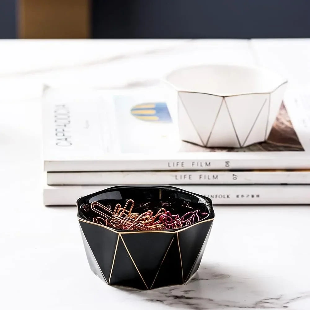 Geometric Ceramic Paper Clip Dispenser