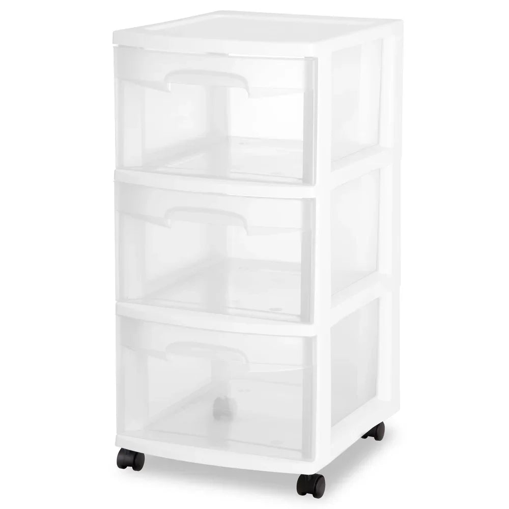 3 Drawer Plastic Storage Cart Rolling Organizer