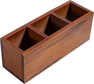 Wooden Pencil Holder 3 Compartment,
