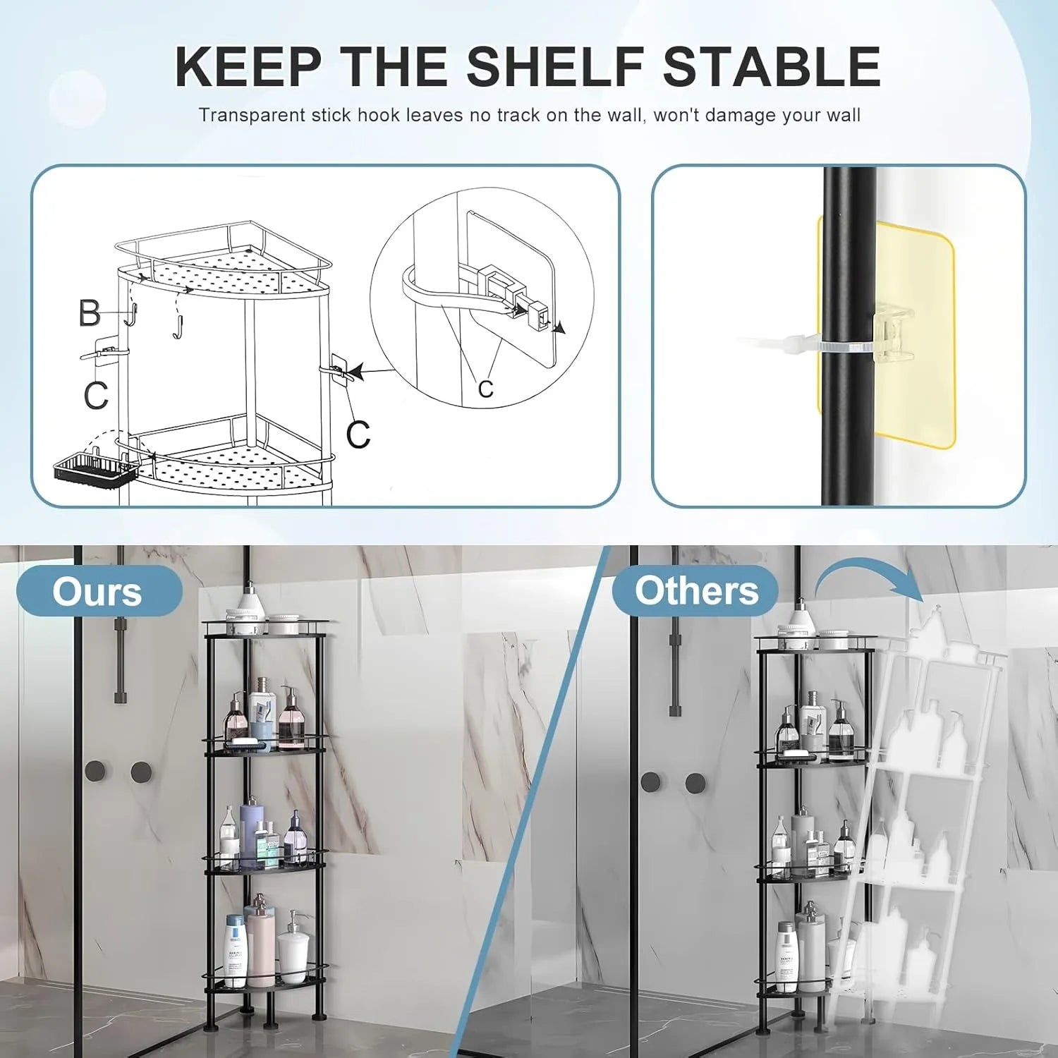 4-Tier Corner Shower Caddy Organizer
