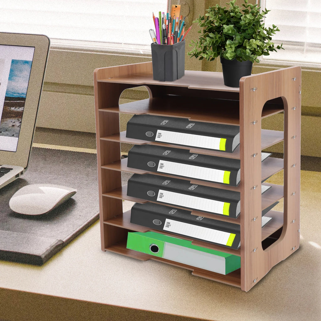 7 Tier Widen Wood Office Paper Organizer