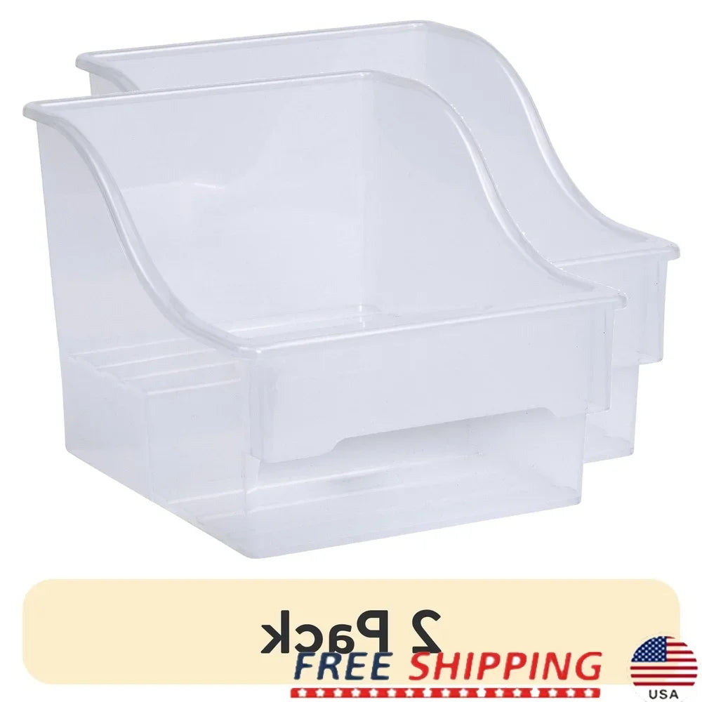 2 Pack Clear Plastic Storage Bins