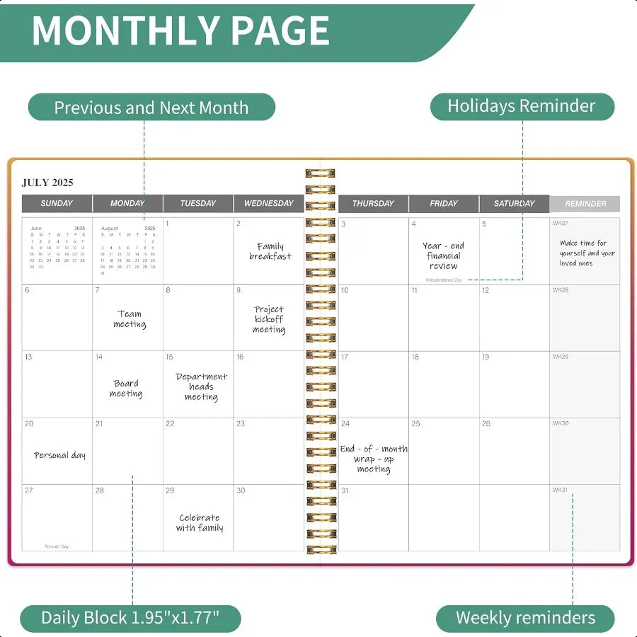 Monthly Planner Calendar Book