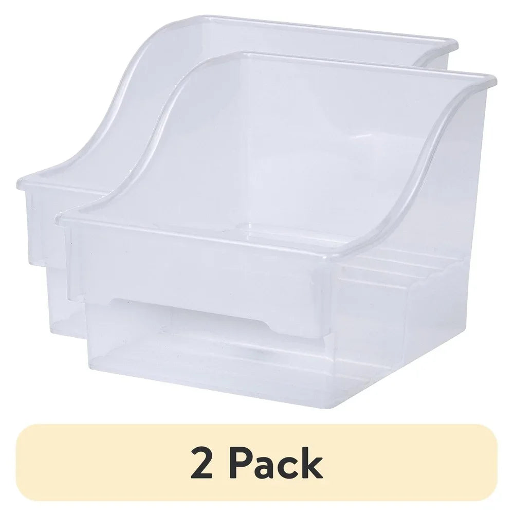 2 Pack Clear Plastic Storage Bins