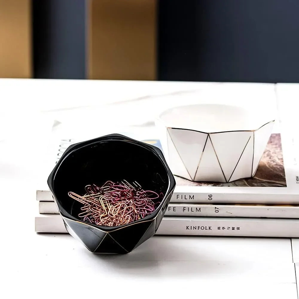 Geometric Ceramic Paper Clip Dispenser