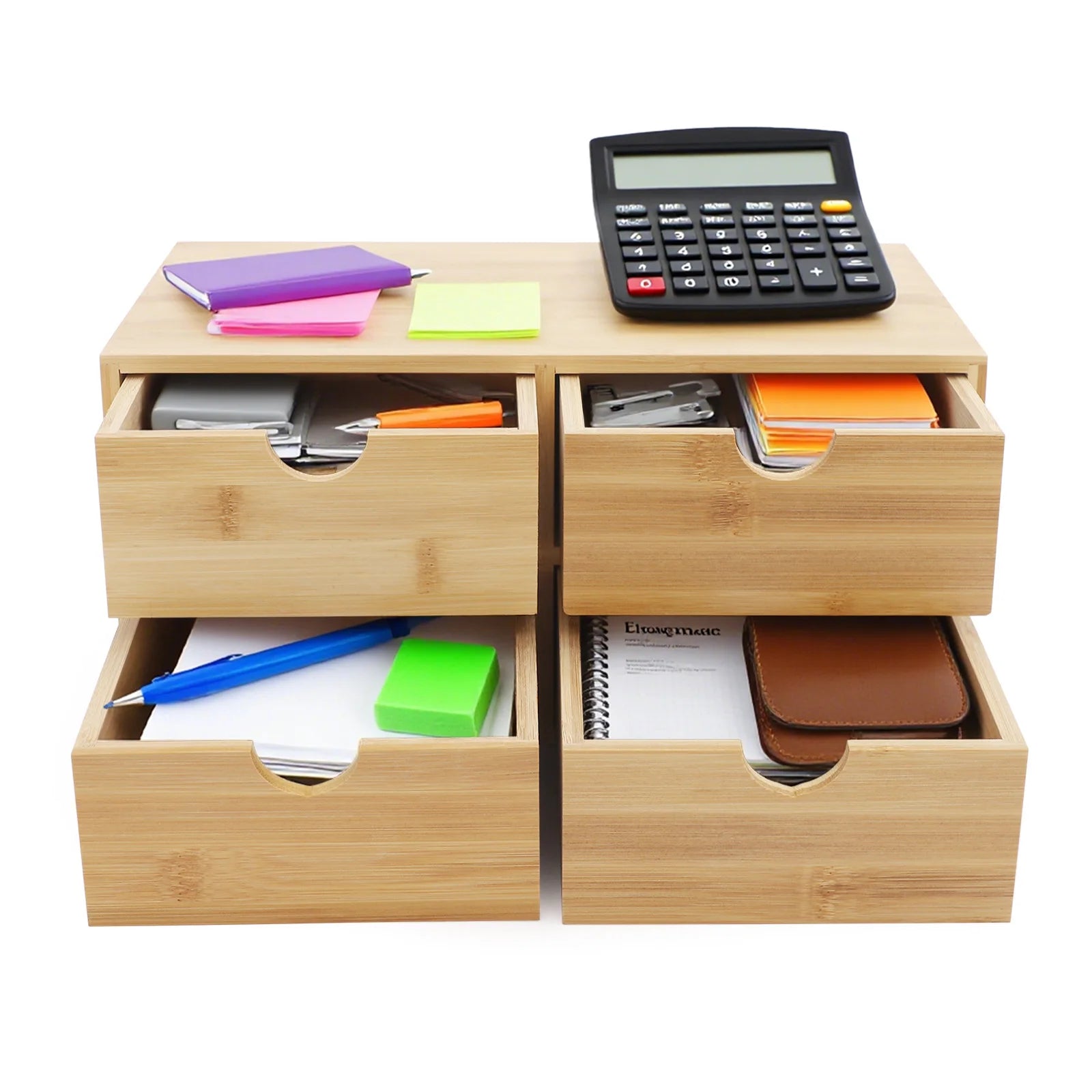 Bamboo 4-Drawer Desktop Organizer