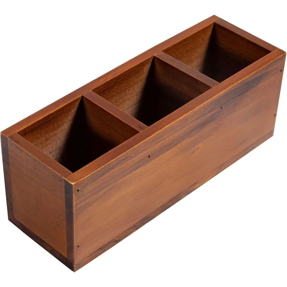 Wooden Pencil Holder 3 Compartment,