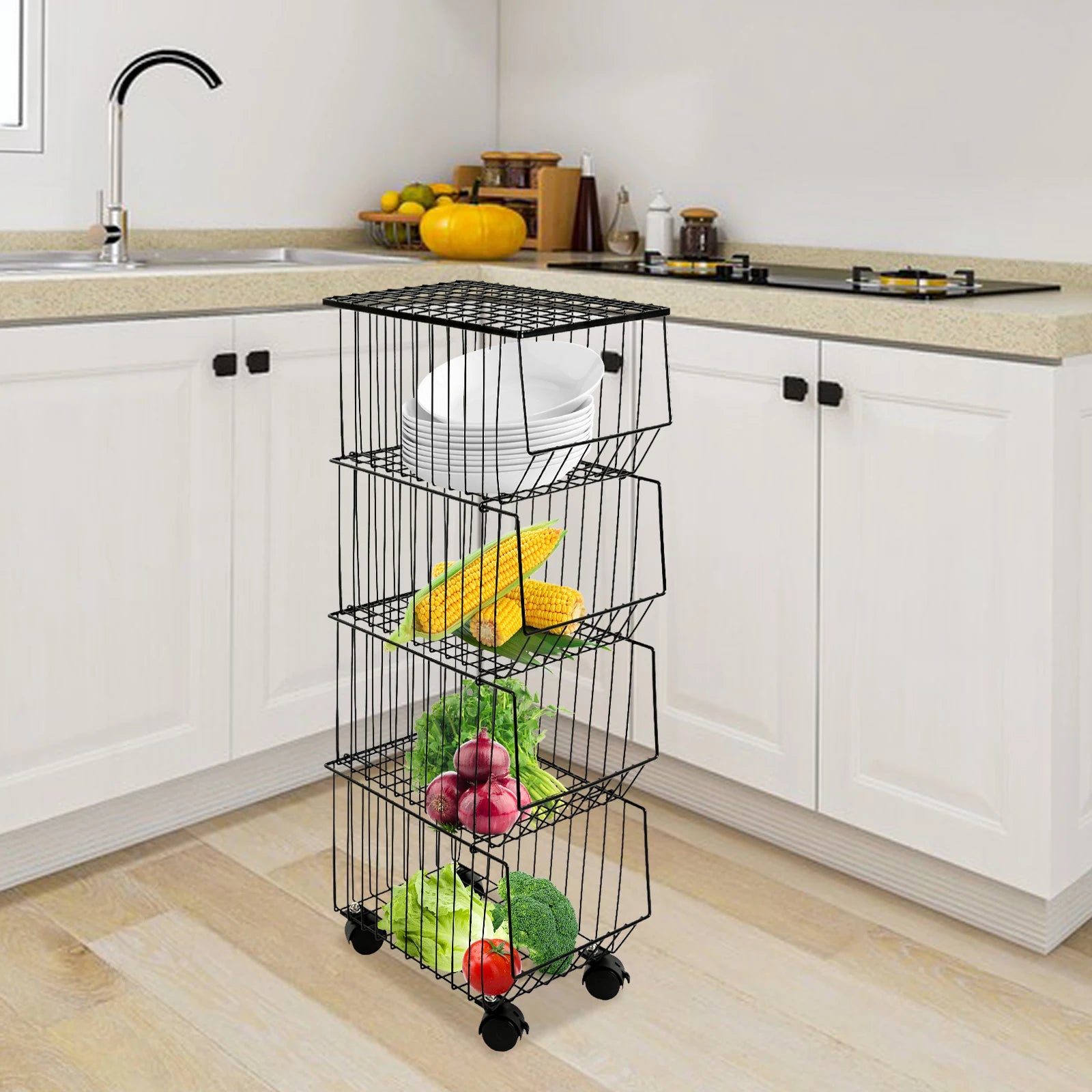 4-Tier Fruit Basket Stand