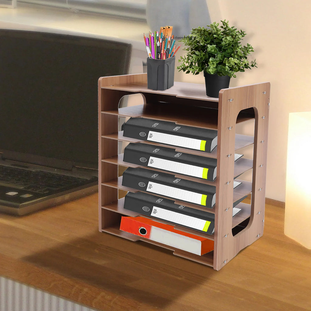7 Tier Widen Wood Office Paper Organizer