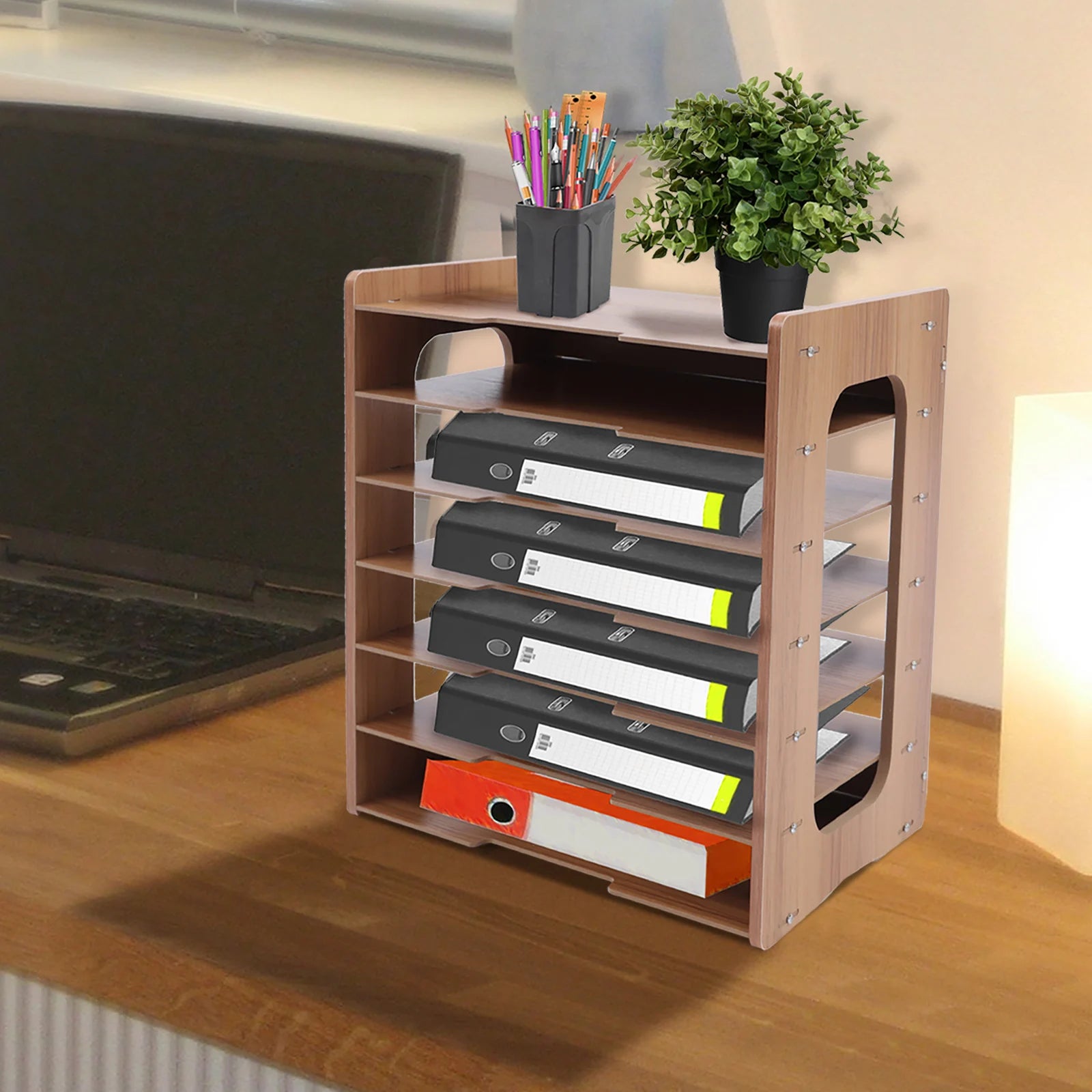 7 Tier Widen Wood Office Paper Organizer