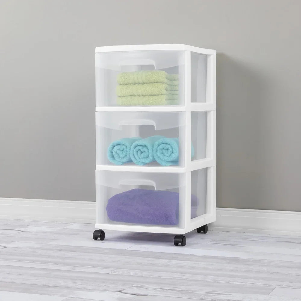 3 Drawer Plastic Storage Cart Rolling Organizer