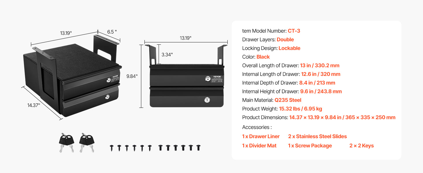 Single/Double Layers Under Desk Drawer 