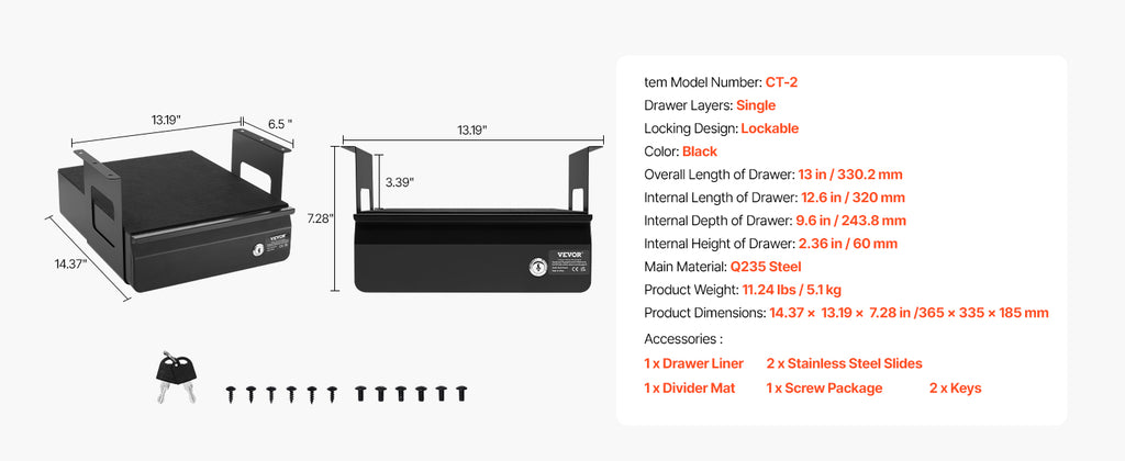 Single/Double Layers Under Desk Drawer 