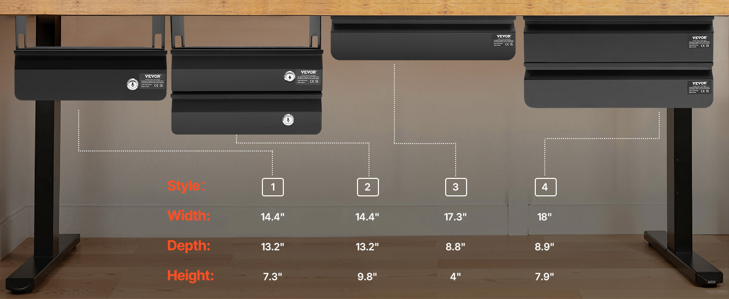 Single/Double Layers Under Desk Drawer 